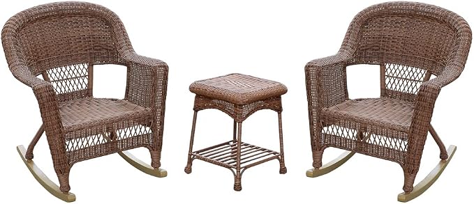 Jeco 3 Piece Rocker Wicker Chair Set - Image 7