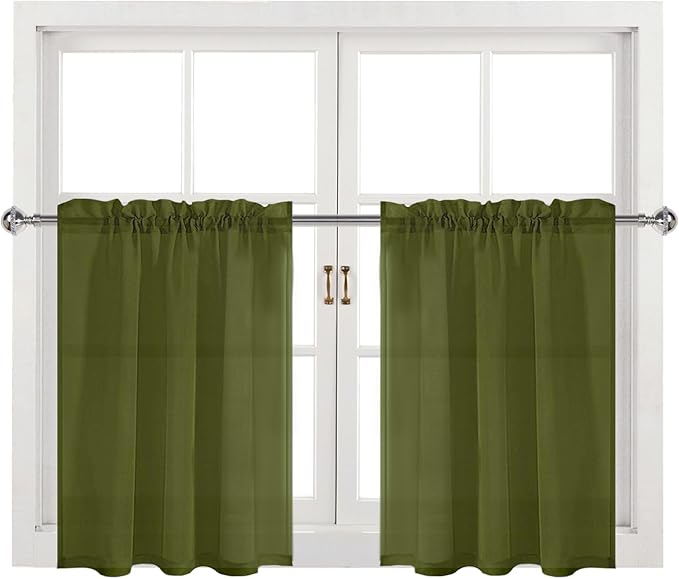 DWCN Olive Green Sheer Curtains by DWCN