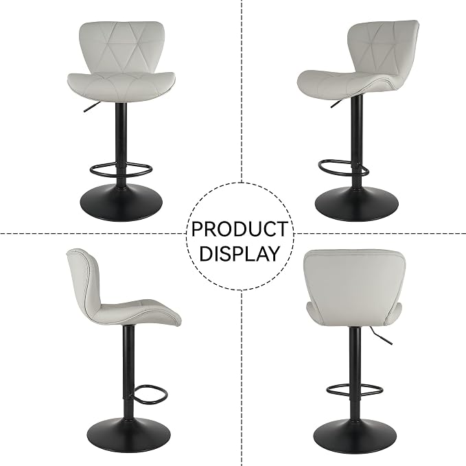 Nalupatio Modern Bar Stools Set of 3, Adjustable Faux Leather Upholstered - Image 7