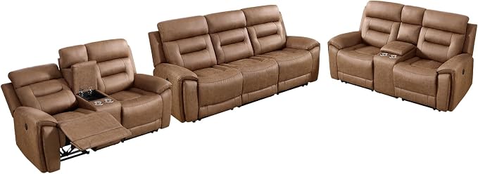 ANJ 3-Piece Faux Leather Power Recliner Sofa Set - Image 8