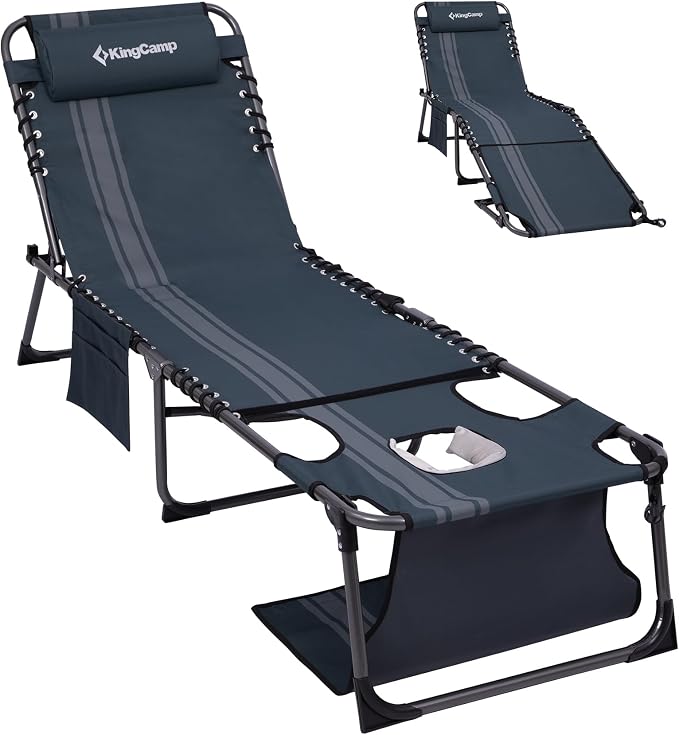 KingCamp Lounge Chair with face Hole, 400LBS Tanning Chairs by KingCamp