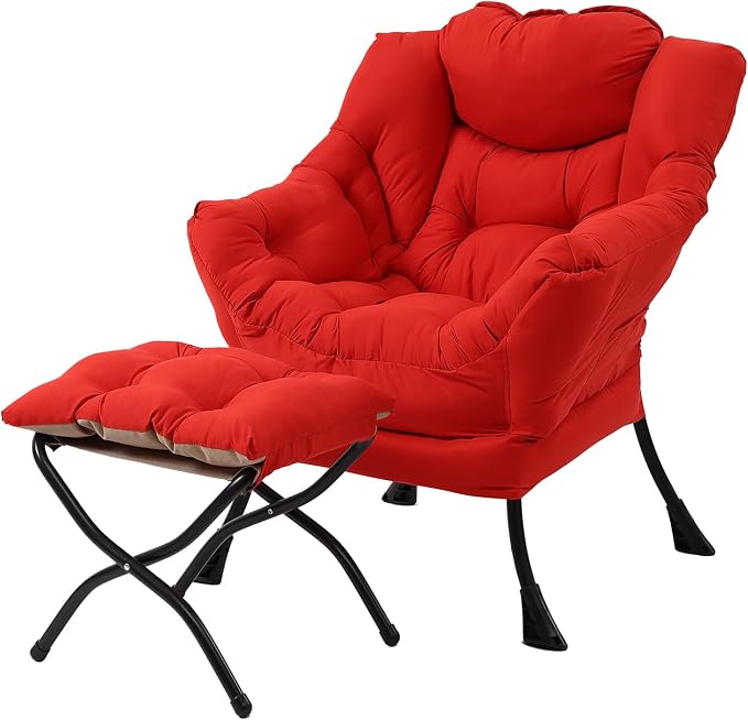 Welnow Lazy Chair with Ottoman, Modern Accent Chair with Armrests and a Side by LifeGetsBetterWithWelnow