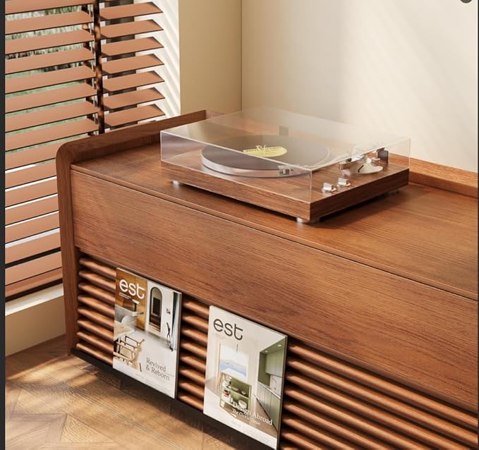 POVISON Fully-Assembled Mid Century Modern TV Stand, 78.74" Wood Media Console - Image 6