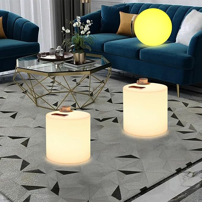 16-inch LED Cylinder Stool, Rechargeable Glowing Chair w/Remote, Dimmable 16 - Image 5