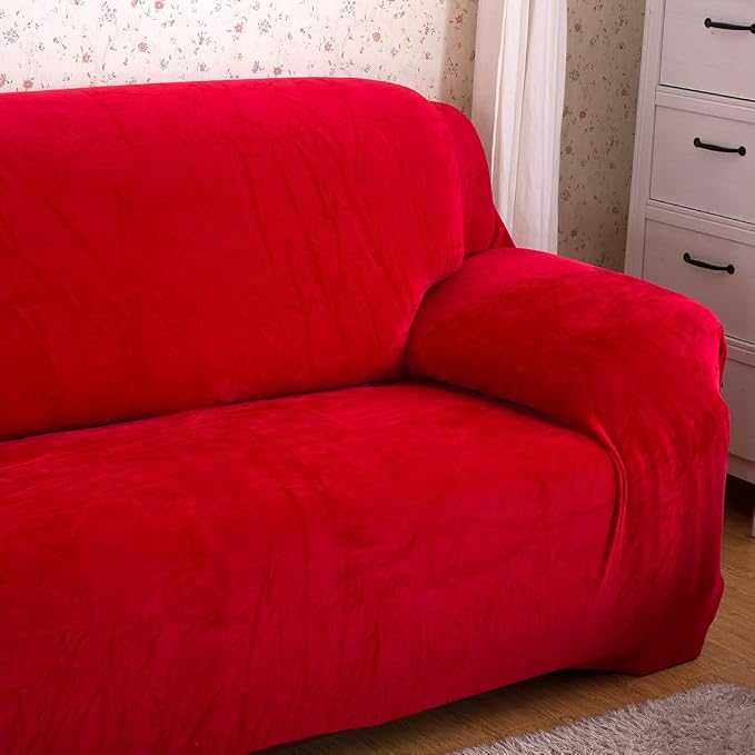 vctops 1-Piece Velvet Plush Stretch Sofa Slipcover - Image 3