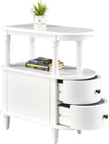 Narrow End Side Table with 2 Storage Drawers and Open Shelf, Retro Vintage Slim by MODERION-YourHomeSoulMate