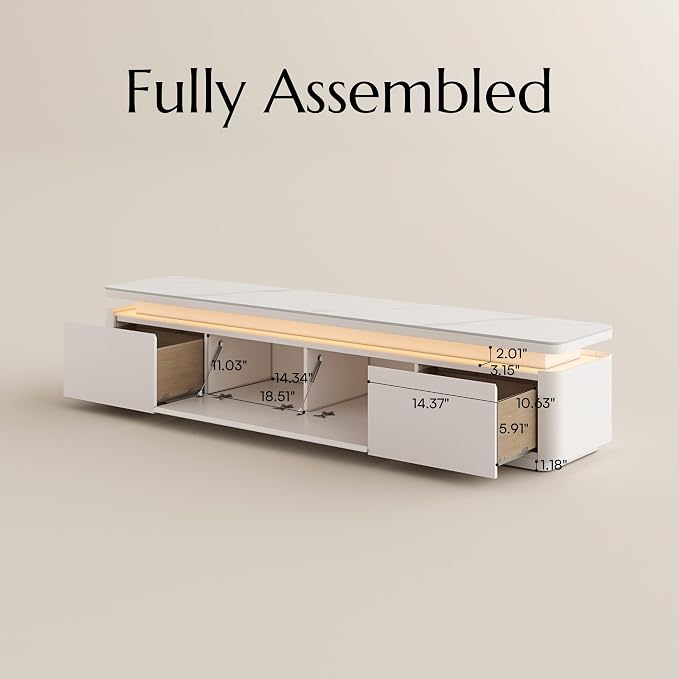 POVISON Fully Assembled 79" Mid-Century Modern TV Stand - Image 8
