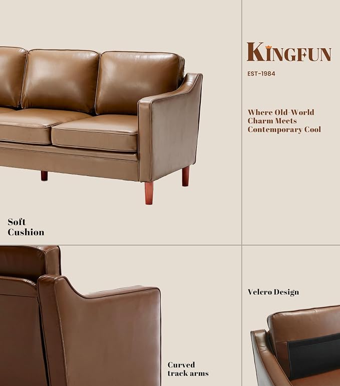 Kingfun Living Room Furniture Sets, 3 Seater Couch and Armchair, Mid Century - Image 7