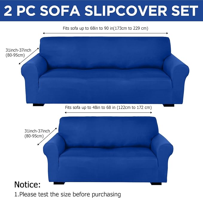 Peryiter 2 Pcs Sofa Covers Couch and Loveseat Covers Set Stretch Sofa Slipcover - Image 2