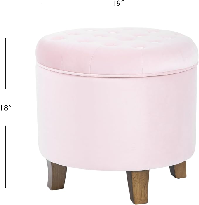 Homepop Home Decor | Upholstered Round Velvet Tufted Foot Rest Ottoman | Ottoman - Image 3