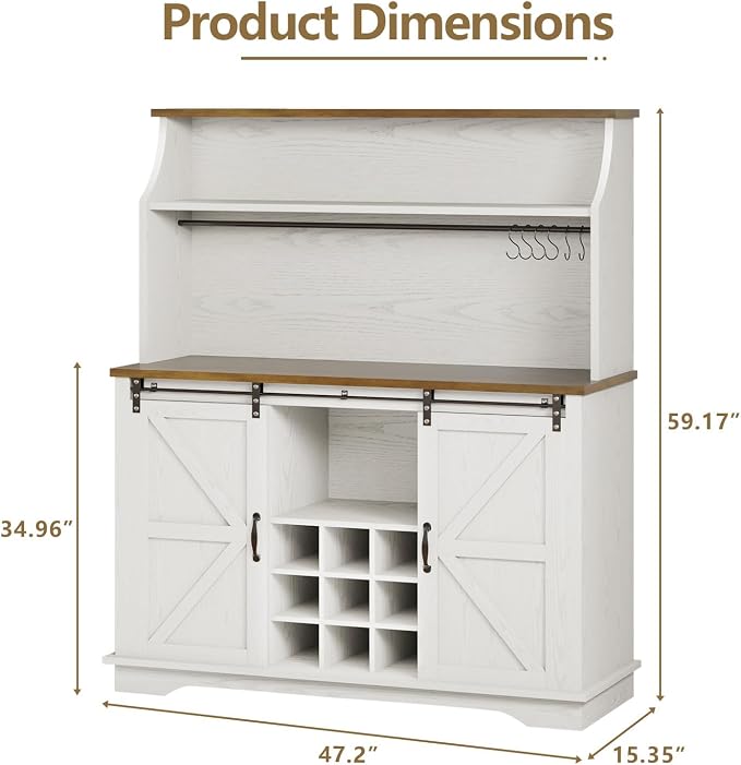 REVOMINCA 47 Inch Farmhouse Coffee Bar Cabinet - Image 2