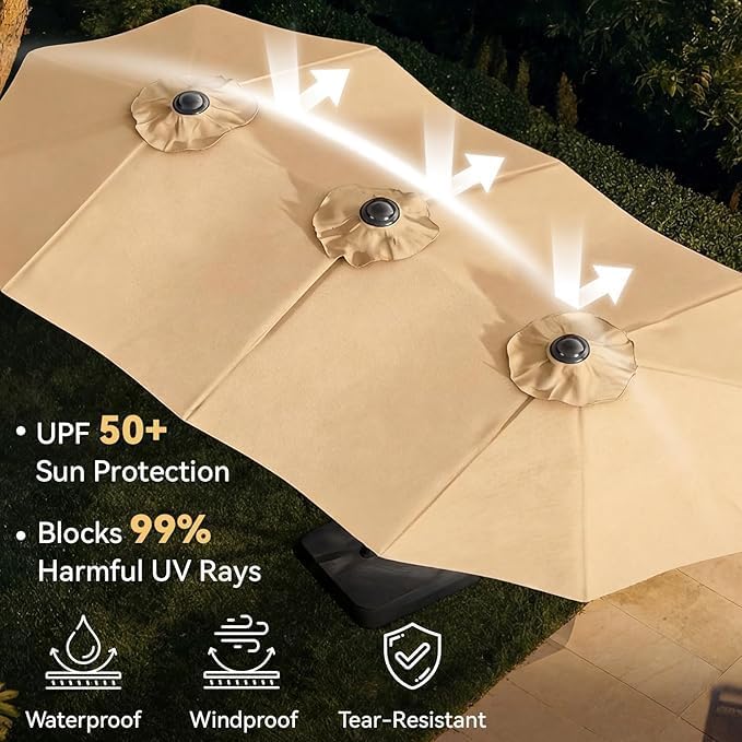 Aoxun 8-Piece Patio Table and Chairs Set & 15ft Patio Umbrella - Image 5