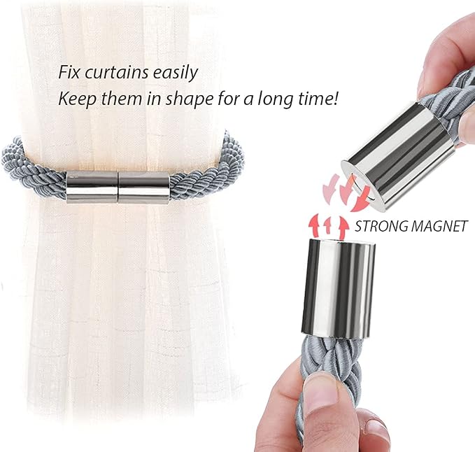 NICEEC 4 Pack Strong Magnetic Curtain Tiebacks Modern Simple Style Drape Tie - Image 4