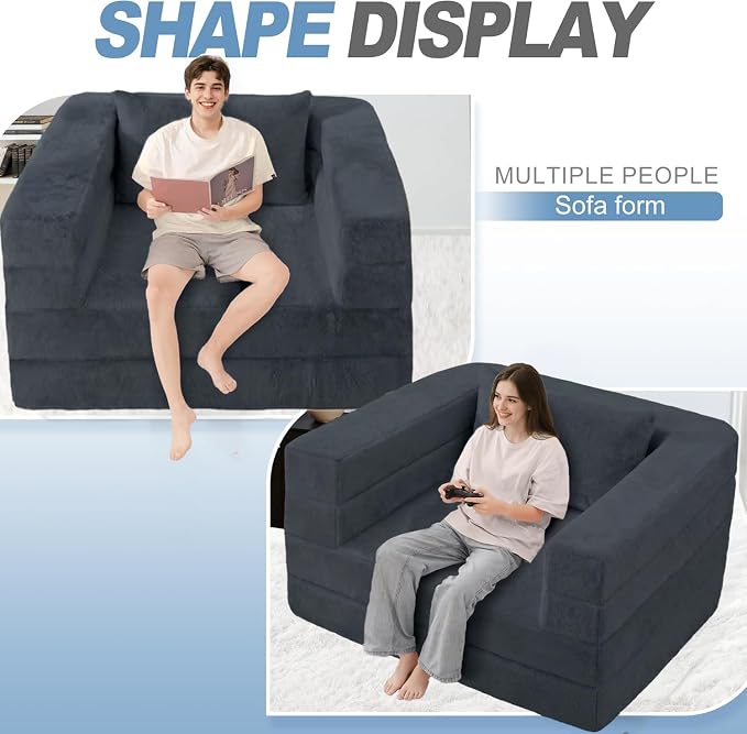Futon Sofa Bed with Pillow, 3-in-1 Sleeper Sofa Bed with Removable Cover - Image 7