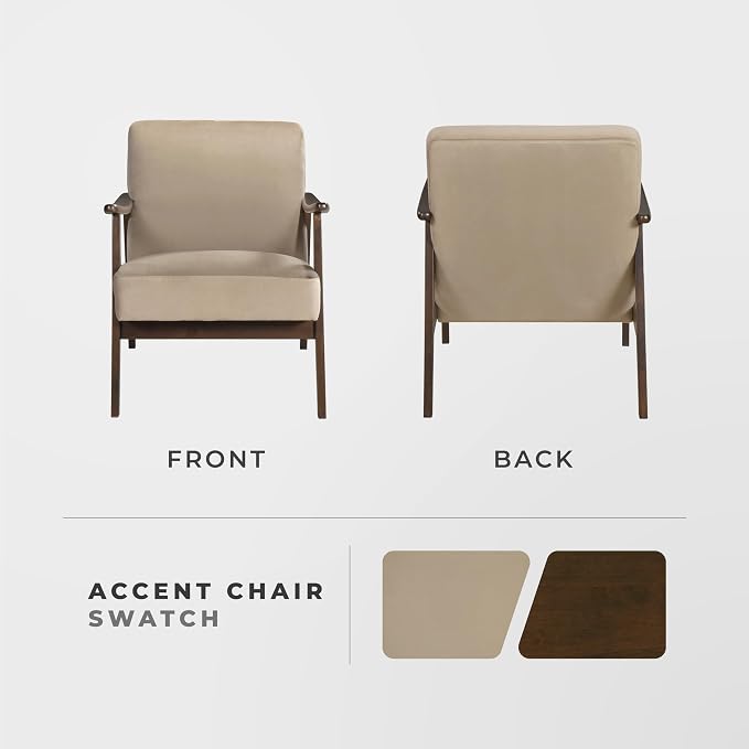 Lexicon Mid Century Modern Chair Velvet Accent Chair - Image 4