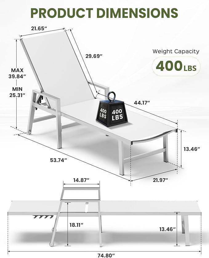 Patio Chaise Lounge Chair Outdoor Set of 2 - Image 2