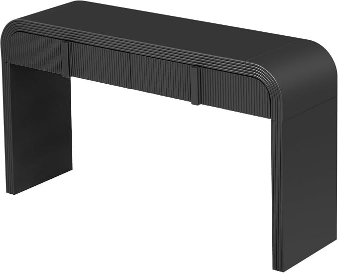55'' Wood Console Table Sofa Table Entryway Table, Unique Modern Rounded - Image 7