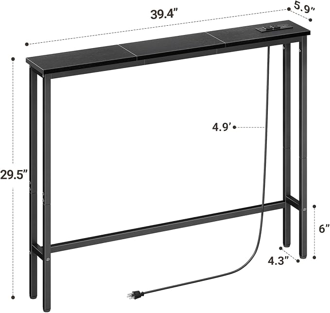 ELYKEN 5.9" Narrow Console Sofa Table - Image 3