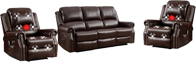 EBELLO Faux Leather Power Living Room Furniture Set, Included 2 Reclining 1 - Image 8