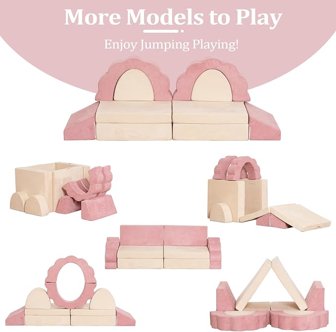 LOAOL Kids Couch 10PCS, Modular Kids Play Couch, Imaginative Convertible Play - Image 4