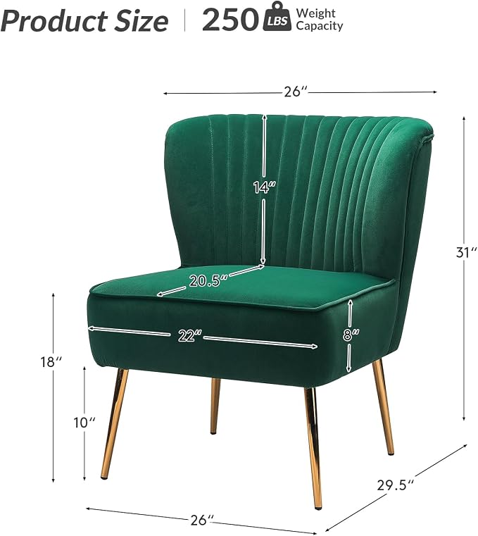 HULALA Home Velvet Accent Chair, Modern Upholstered Cute Side Chair - Image 2