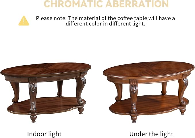 LKTART 42" Vintage Oval Coffee Table - Image 7