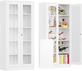 Locking Display Cabinet with Glass Door, 71”H Metal Curio Cabinets with by AFAIF