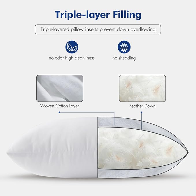 MIULEE Pillows Queen Size Set of 2 Down Feather Throw Pillows - Image 6