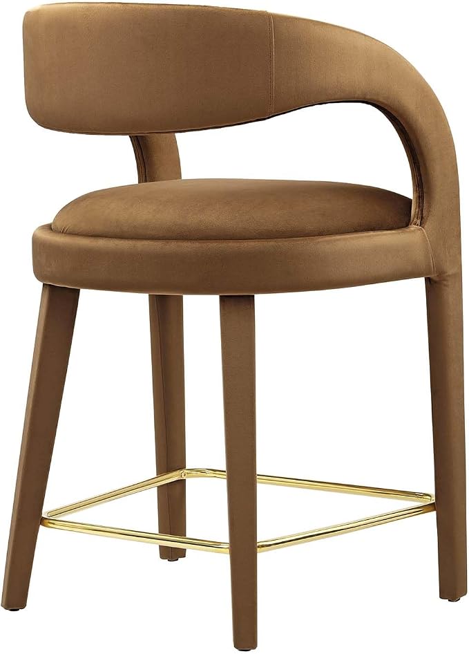 Modway EEI-6566-BRN-GLD Pinnacle Performance Velvet Counter Stool Set of Two - Image 5