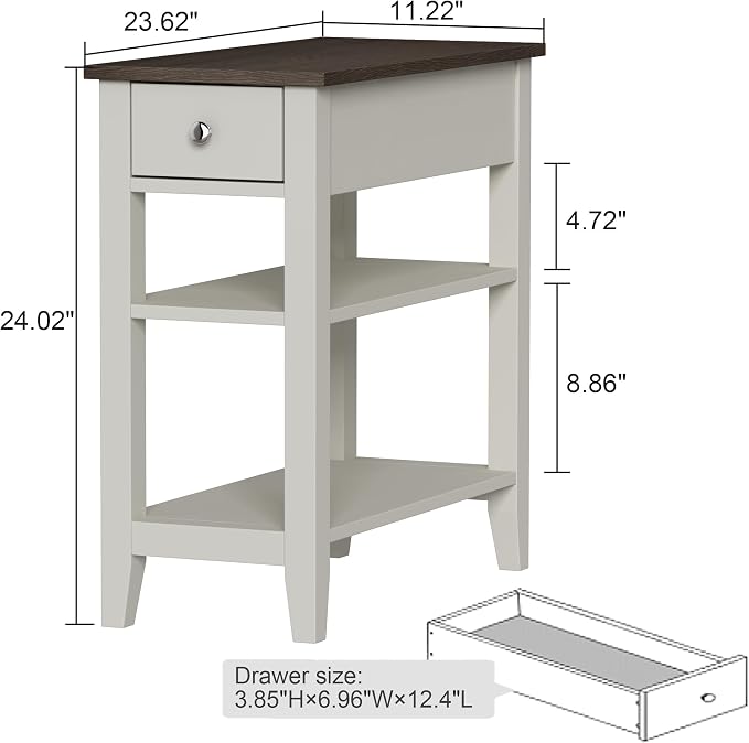 ChooChoo Side Table Living Room Set of 2, Narrow End Table - Image 3