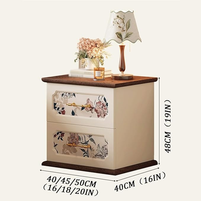 Vintage-Print New Chinese-Style Bedside Table, Office/Bedroom/Living Room - Image 3