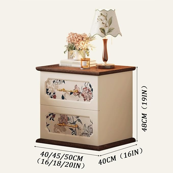 Vintage-Print New Chinese-Style Bedside Table, Office/Bedroom/Living Room - Image 3