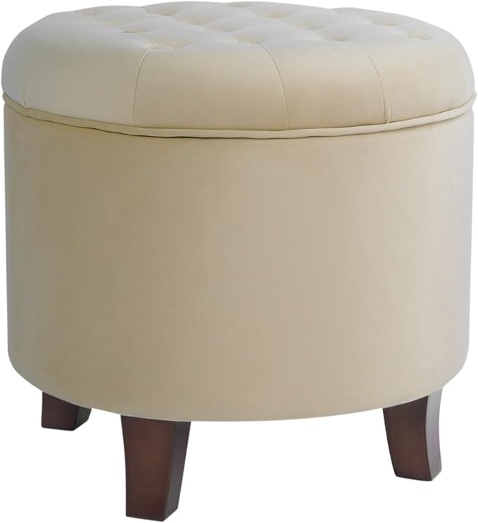 Homepop Home Decor | Upholstered Round Velvet Tufted Foot Rest Ottoman | Ottoman - Image 8