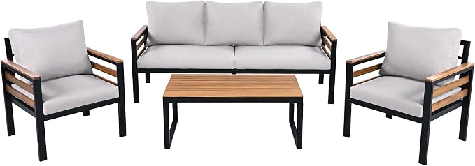 VilroCaz 4-Piece Outdoor Patio Furniture Sectional Sofa Set - Image 7