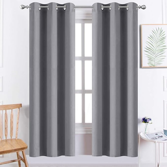 Yakamok Room Darkening Gray Blackout Curtains Thermal Insulated Grommet Curtain by Yakamok