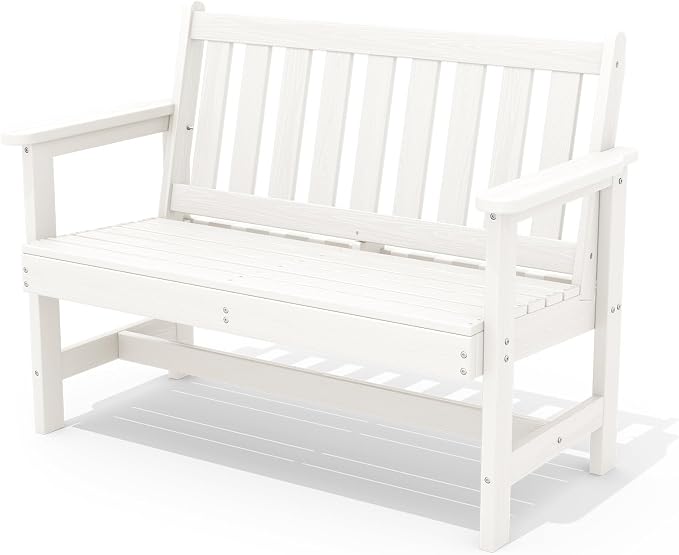 SERWALL Outdoor Bench, HDPE Outdoor Benches Weatherproof, 2-Person Garden Bench by SERWALL