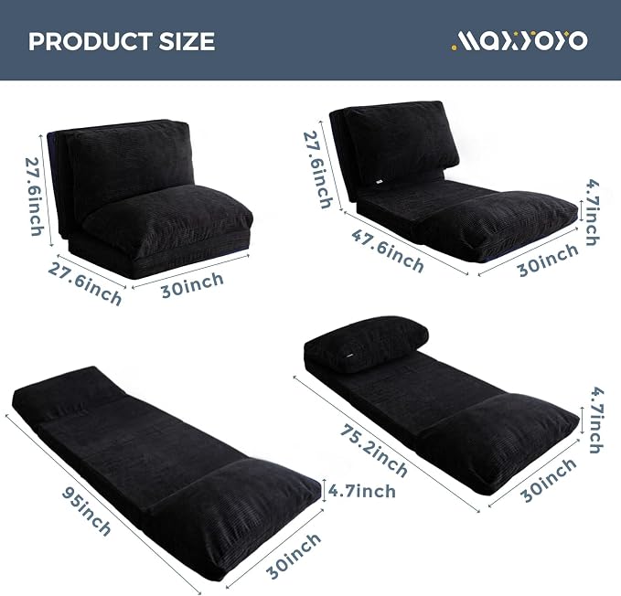 MAXYOYO Folding Sofa Bed, Extra Thick and Long Floor Sofa Convertible Sleeper - Image 2