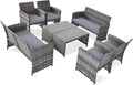 Tangkula 8 Pieces Patio Wicker Conversation Furniture Set, Patiojoy Sofa & by TANGKULA