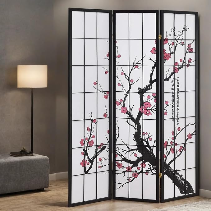 GTU Furniture Japanese Style 3 Panels Wood Shoji Room Divider Screen Oriental - Image 2