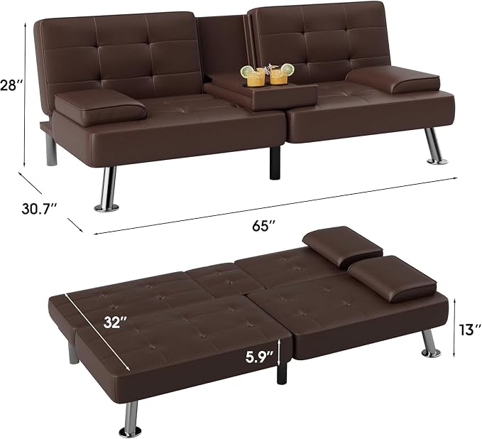 Flamaker Futon Sofa Bed Modern Folding Futon Set Convertible Recliner Lounge - Image 3