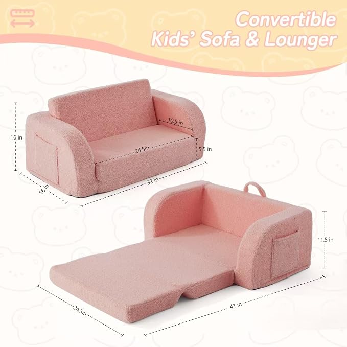 Toddler Couch, 2-in-1 Toddler Chairs Comfy 1-3 Years Old, Toddler Chair - Image 3