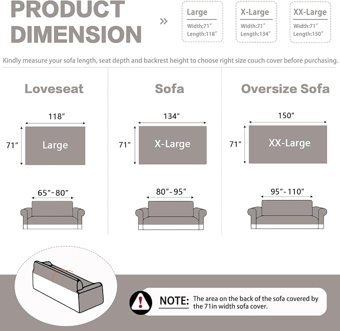 DREAMINGO Chenille Sofa Cover Washable Pet Couch Protector Cover Textured Couch - Image 2