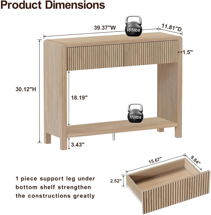 FATORRI Console Sofa Table, Wooden Entryway Table - Image 3