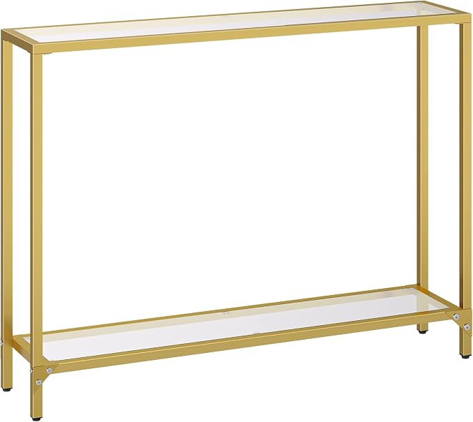 HOOBRO 39.4" Narrow Console Table, Tempered Glass Sofa Table, Behind Couch by HOOBRO