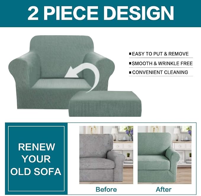 Turquoize 2 Piece Chair Covers Chair Slipcovers - Image 4