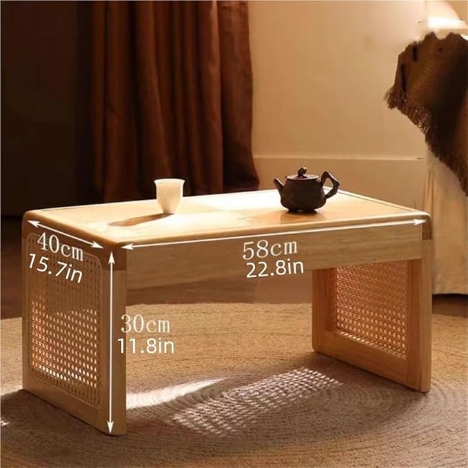 Japanese Wooden Bay Window Nightstand Coffee Table Sofa Side Table Square Tea - Image 2