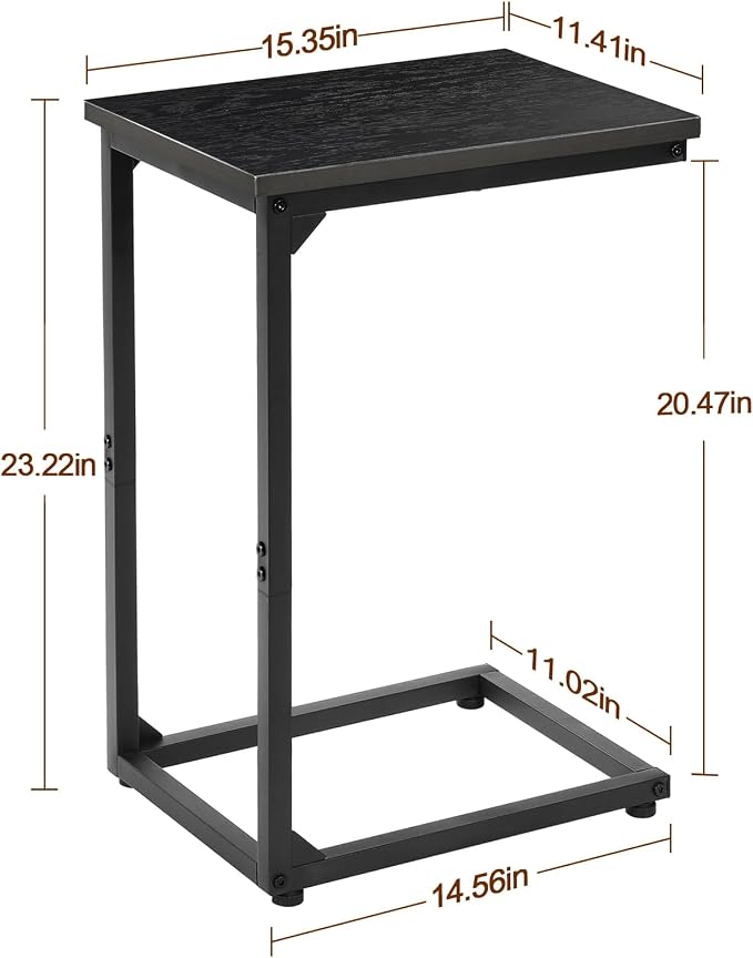 AMHANCIBLE C Shaped End Table, Couch Tables that Slide Under, TV Tray Snack - Image 3