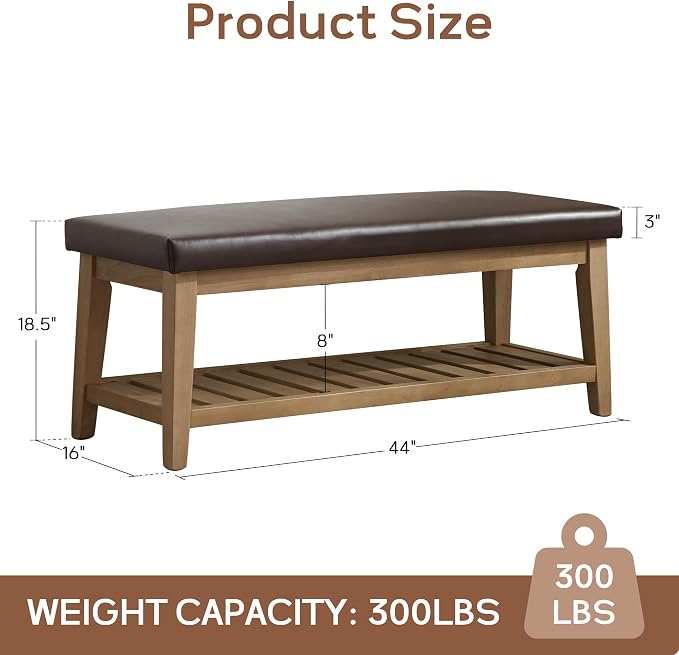 HUIMO Entryway Shoe Bench with Cushion, End of Bed Bench, Upholstered Bench - Image 2