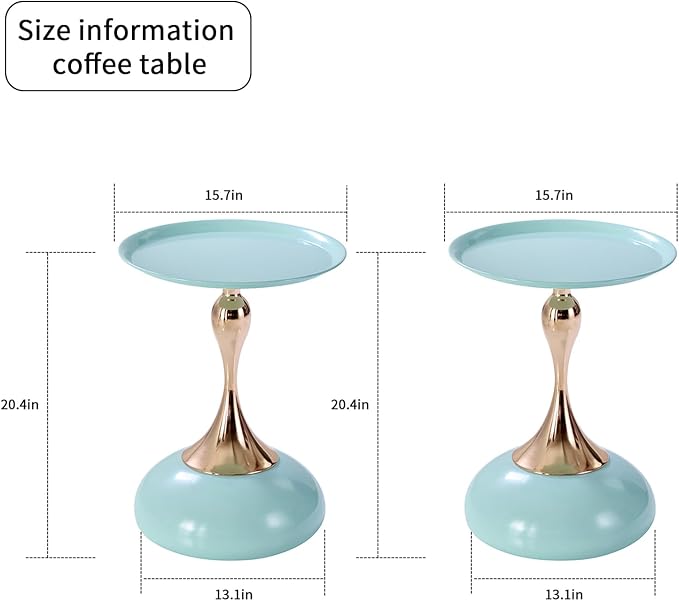 2-Pack Light Green Sleek Hourglass Side Table - Image 2