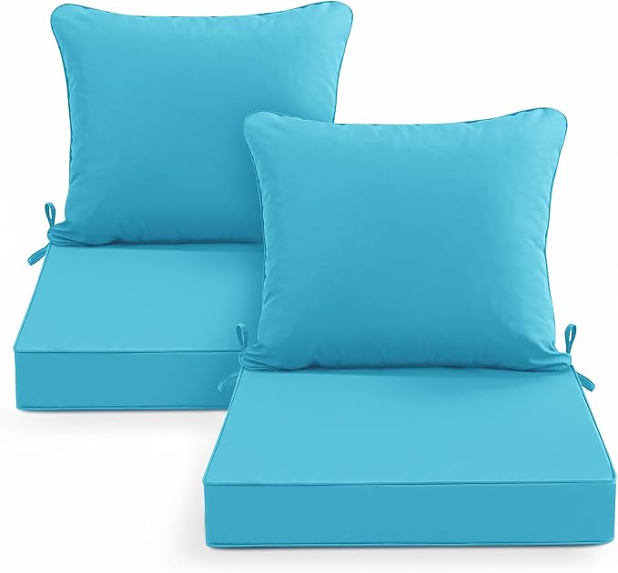 Summsun Outdoor Backrest and Deep Seat Cushion Set, Waterproof Fade Resistant by SUMMSUN